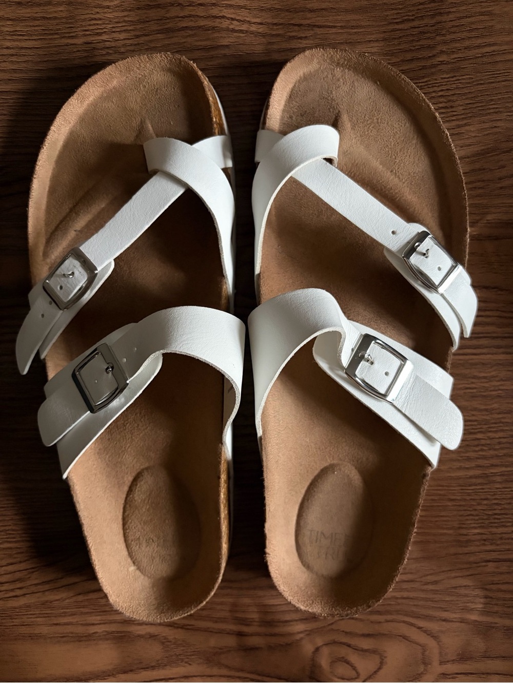 Time & Tru White Adjustable Strap Sandals